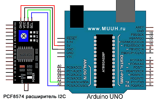 Подключение модуля PCF8574 к Arduino