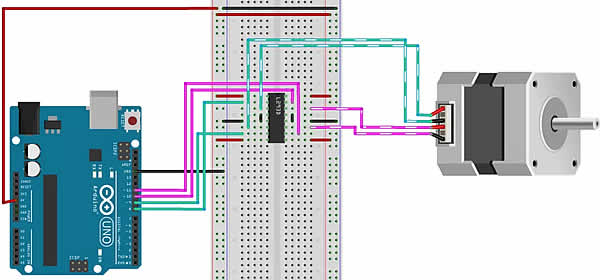 driver stepper motor L293D podklyuchenie arduino