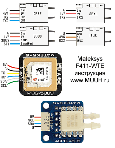 Полетный контроллер F411-WTE Mateksys инструкция подключение