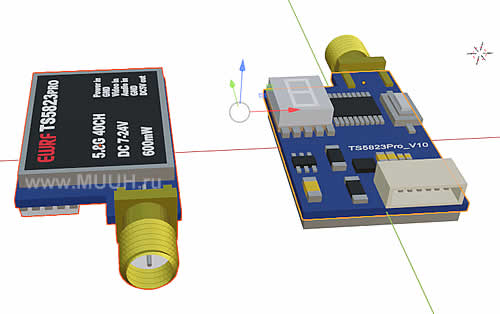 3D модель передатчик FPV TS5823Pro 600mW 5,8 GHz 40CH 