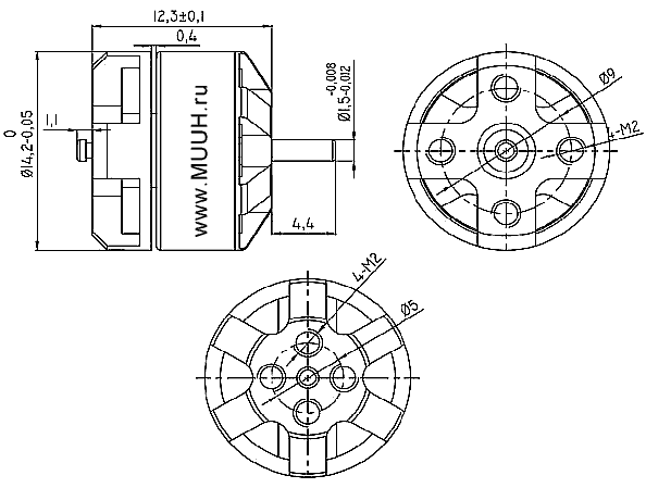 Двигатель бесщеточный 1104 700kv 2S Suprass Hobby размеры