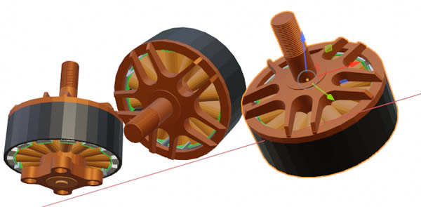 Мотор бесщеточный 2507 1800KV 3-5S для квадрокоптера самолета дрона 3D модель