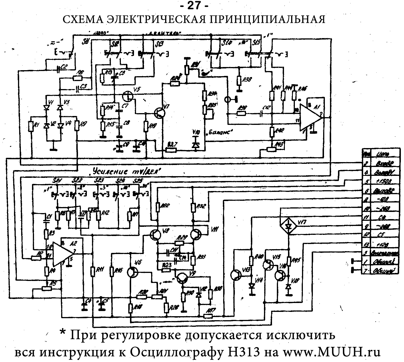 Осциллограф радиолюбителя Н313 Инструкция 5. Устройство осциллографа Н313 5.6 Канал вертикального отклонения луча