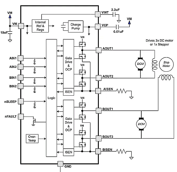 DRV8833 TB6612 Драйвер шагового двигателя или регулятор оборотов коллекторного