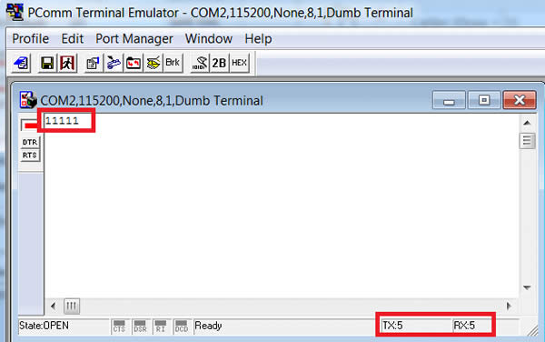 Как проверить RS232 с помощью PComm Taerminal Emulator
