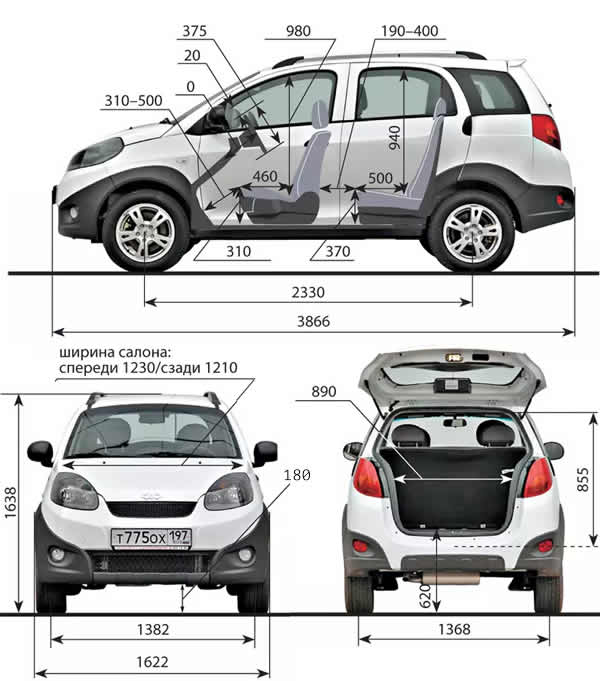 Chery Indis размеры габариты