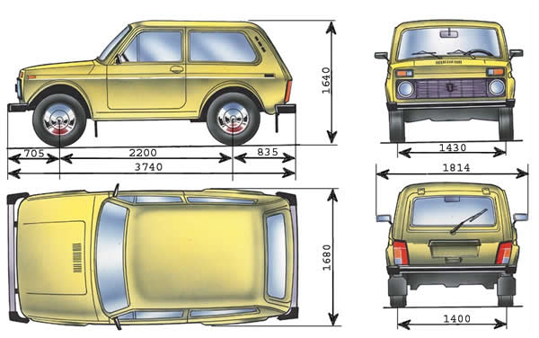 Нива Lada 2121 размеры